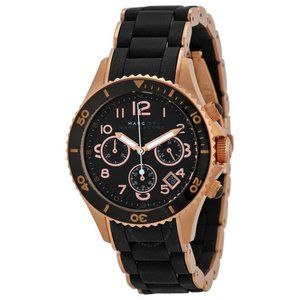 MARC JACOBS Pelly Chronograph Black Dial Rose Gold